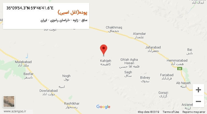روستای پوده(اغل اسبی) بر روی نقشه