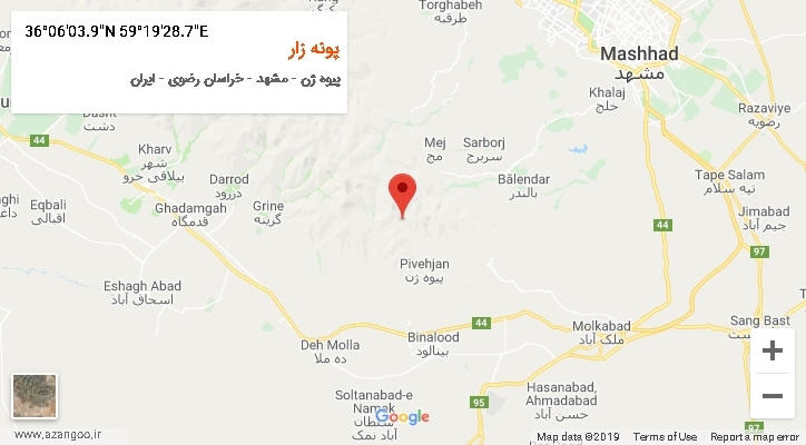 روستای پونه زار بر روی نقشه