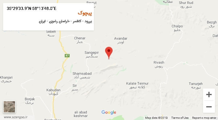 روستای پیچوک بر روی نقشه