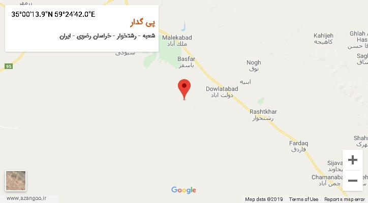 روستای پی گدار بر روی نقشه