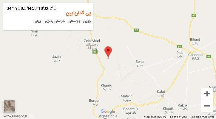 روستای پی گدارپایین بر روی نقشه