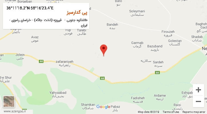 روستای پی گدارسبز بر روی نقشه