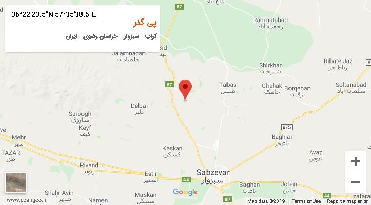 روستای پی گدر بر روی نقشه