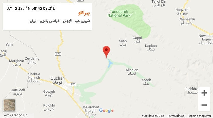 روستای پیرانلو بر روی نقشه