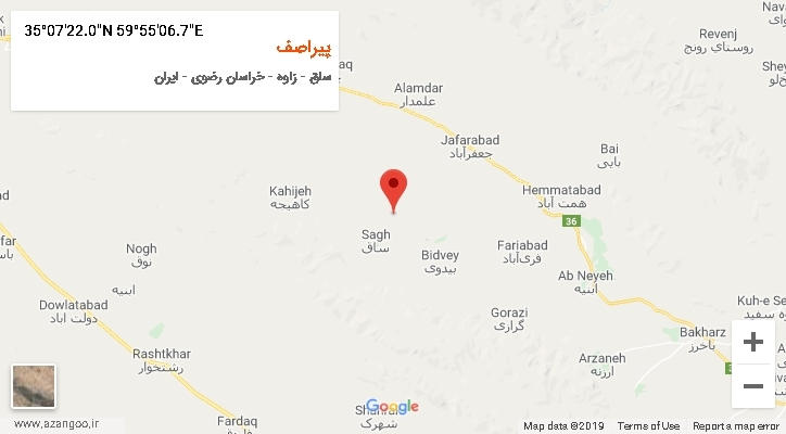روستای پیراصف بر روی نقشه