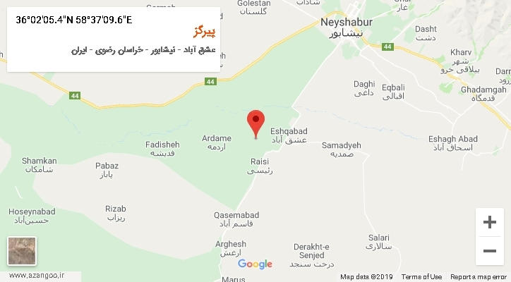 روستای پیرگز بر روی نقشه