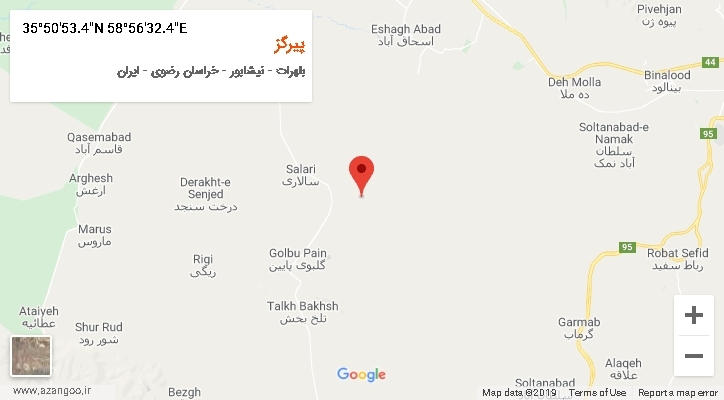 روستای پیرگز بر روی نقشه