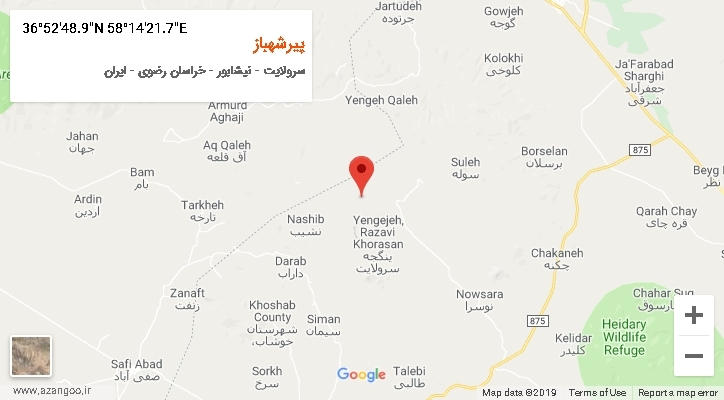 روستای پیرشهباز بر روی نقشه
