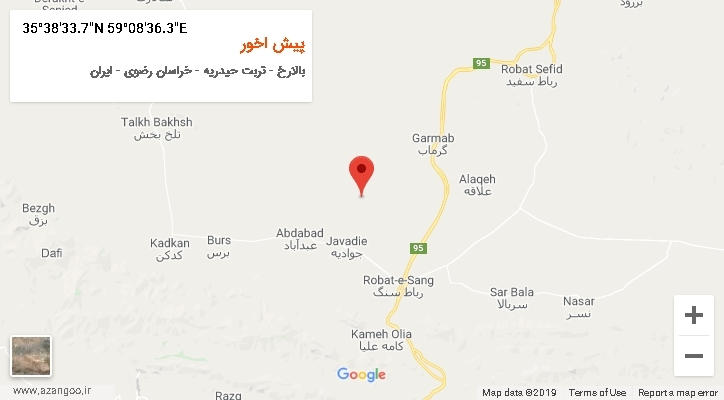 روستای پیش اخور بر روی نقشه