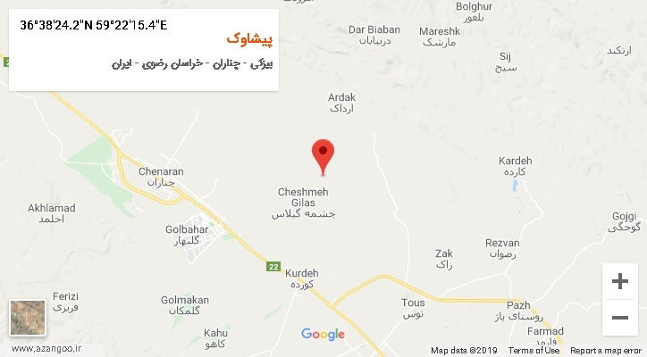 روستای پیشاوک بر روی نقشه