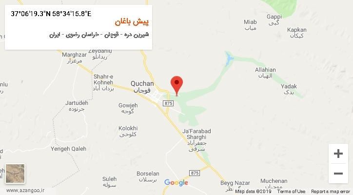 روستای پیش باغان بر روی نقشه