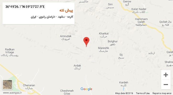 روستای پیش نته بر روی نقشه