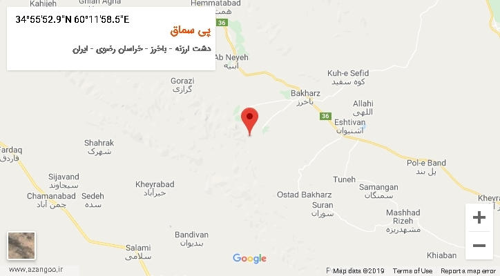 روستای پی سماق بر روی نقشه