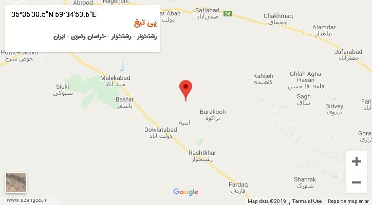 روستای پی تیغ بر روی نقشه