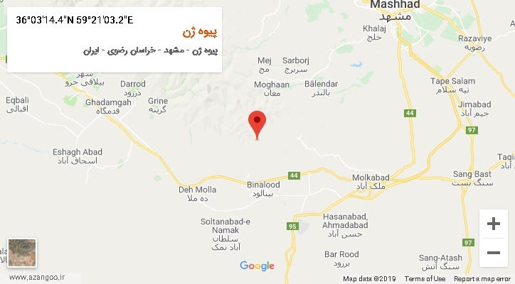 روستای پیوه ژن بر روی نقشه