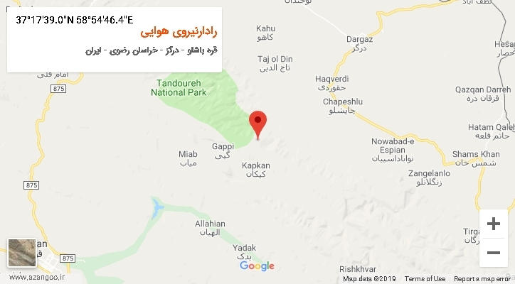 روستای رادارنیروی هوایی بر روی نقشه