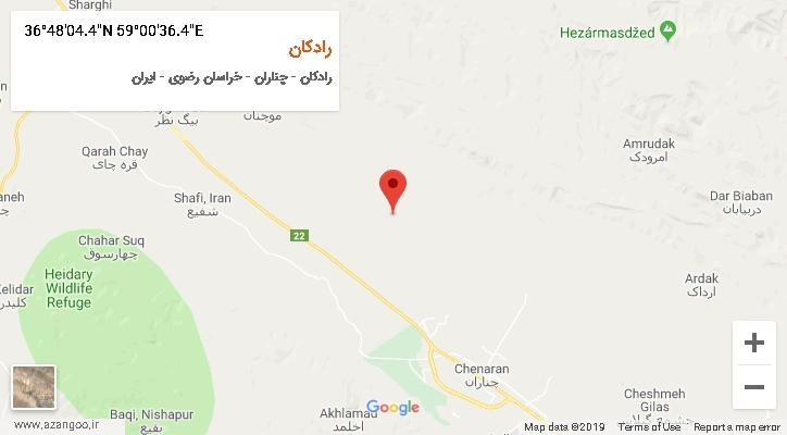 روستای رادکان بر روی نقشه