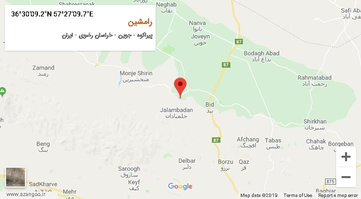 روستای رامشین بر روی نقشه