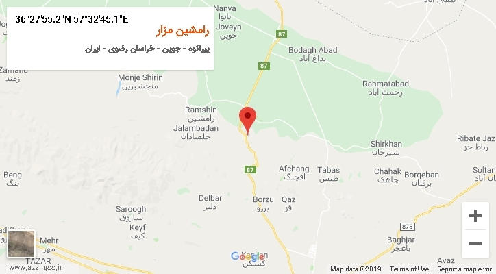 روستای رامشین مزار بر روی نقشه