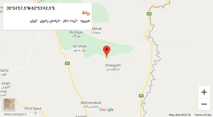 روستای رباط بر روی نقشه