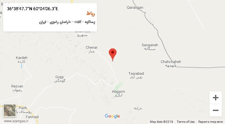 روستای رباط بر روی نقشه