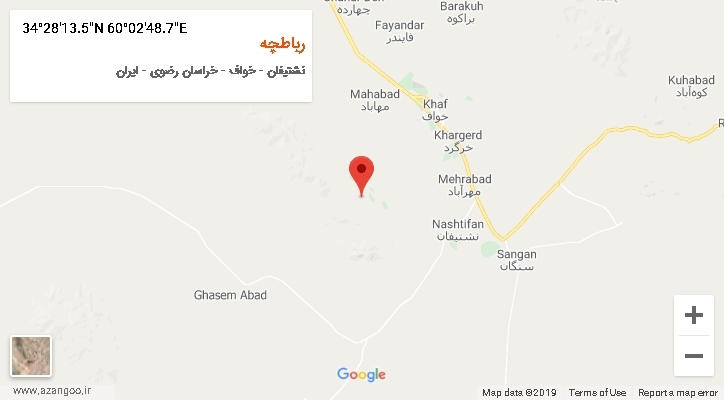 روستای رباطچه بر روی نقشه