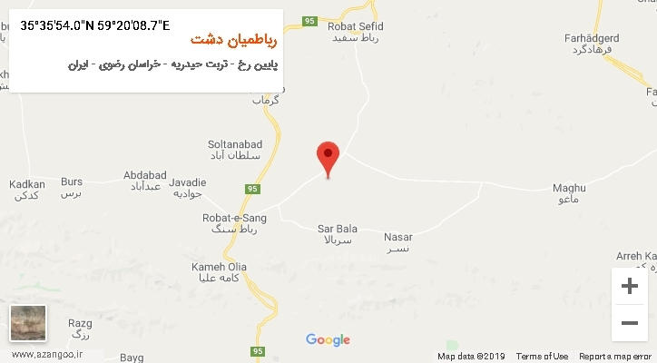 روستای رباطمیان دشت بر روی نقشه