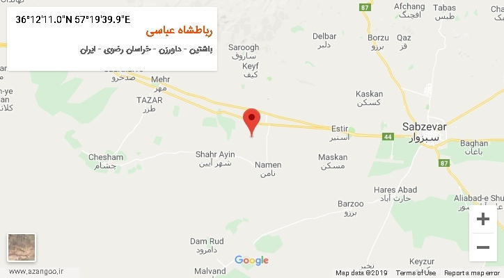 روستای رباطشاه عباسی بر روی نقشه