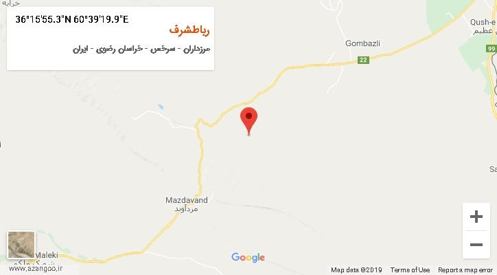 روستای رباطشرف بر روی نقشه