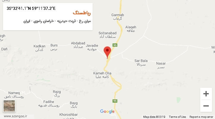 روستای رباطسنگ بر روی نقشه