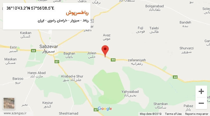 روستای رباطسرپوش بر روی نقشه