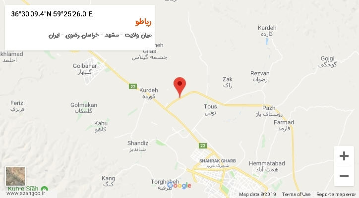 روستای رباطو بر روی نقشه