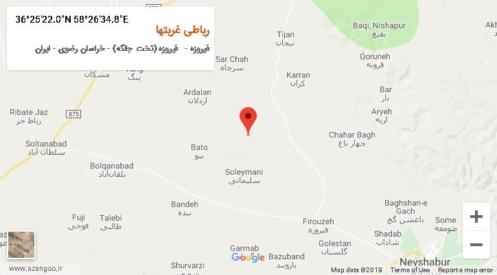 روستای رباطی غربتها بر روی نقشه