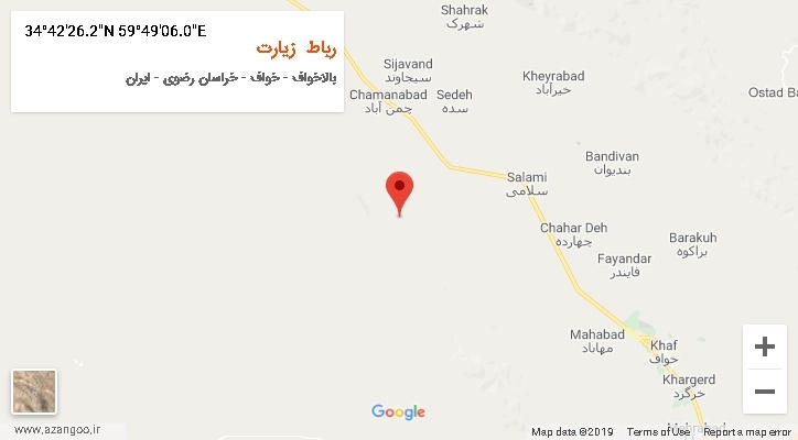 روستای رباط زیارت بر روی نقشه