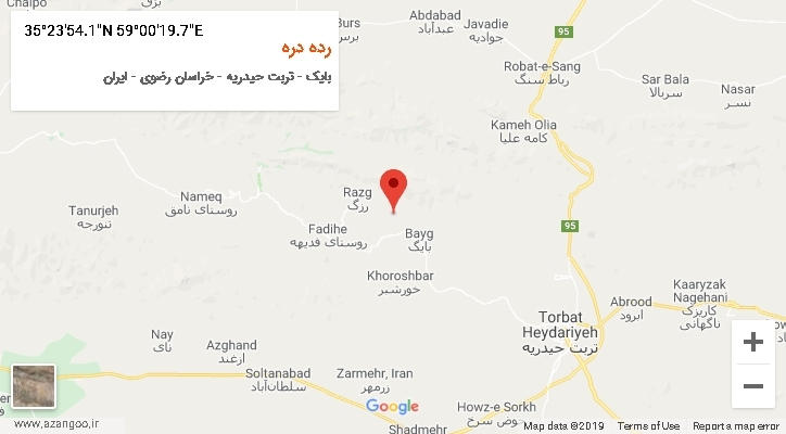 روستای رده دره بر روی نقشه