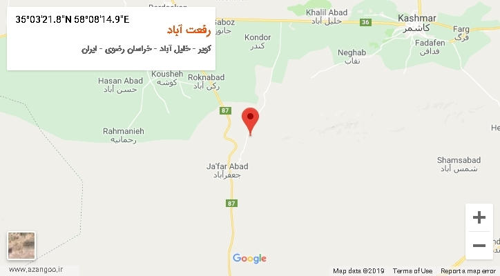 روستای رفعت آباد بر روی نقشه