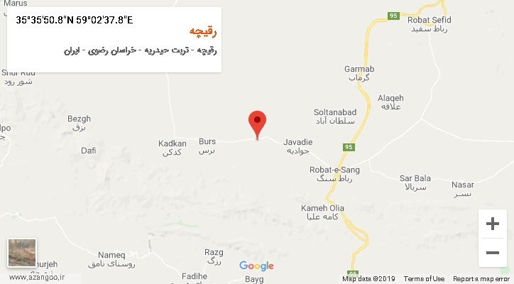 روستای رقیچه بر روی نقشه