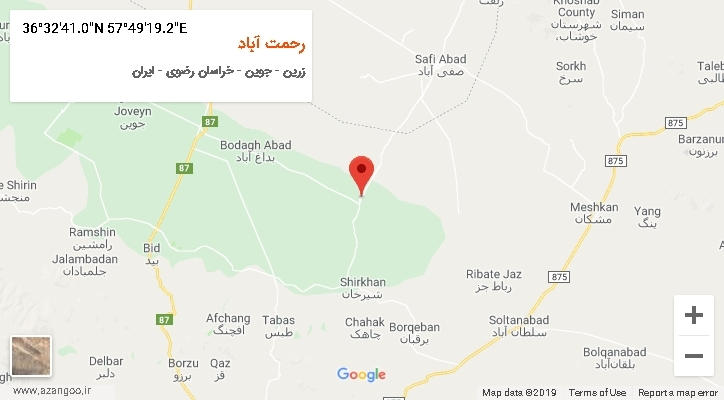روستای رحمت آباد بر روی نقشه