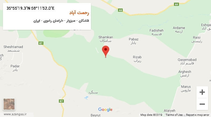 روستای رحمت آباد بر روی نقشه