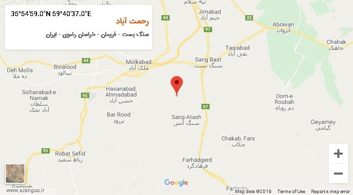 روستای رحمت آباد بر روی نقشه