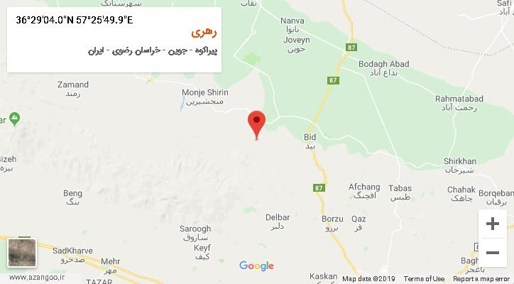 روستای رهری بر روی نقشه