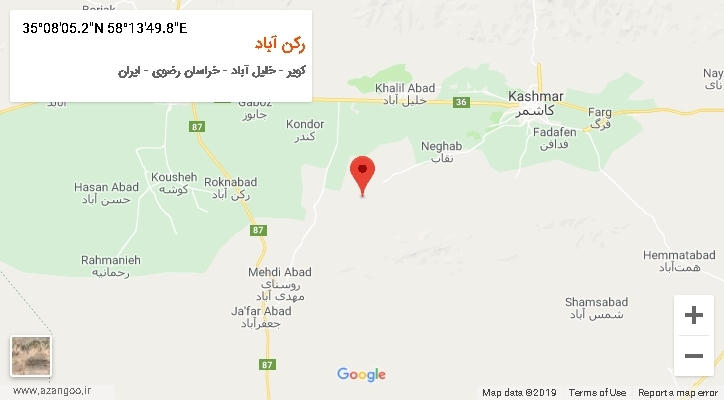 روستای رکن آباد بر روی نقشه