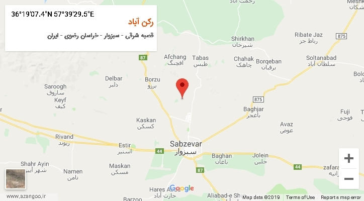 روستای رکن آباد بر روی نقشه