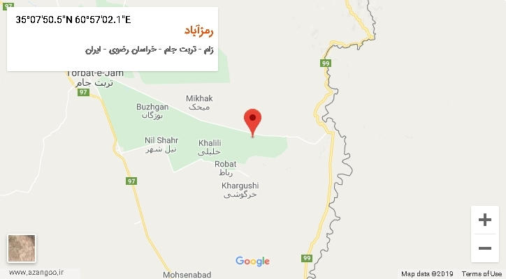 روستای رمزآباد بر روی نقشه