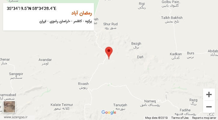 روستای رمضان آباد بر روی نقشه