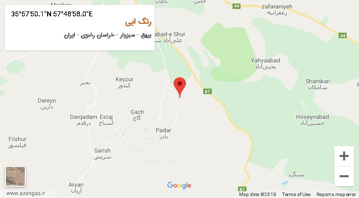 روستای رنگ ابی بر روی نقشه