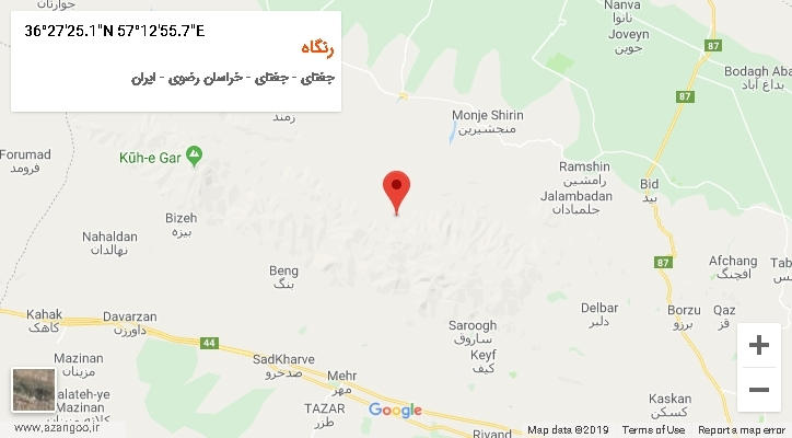 روستای رنگاه بر روی نقشه