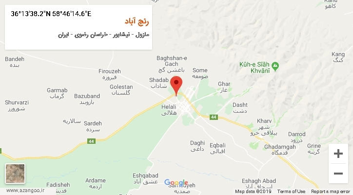 روستای رنج آباد بر روی نقشه
