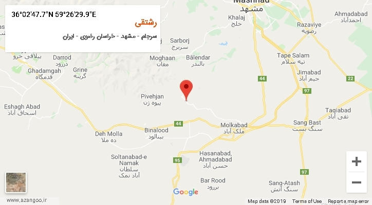 روستای رشتقی بر روی نقشه