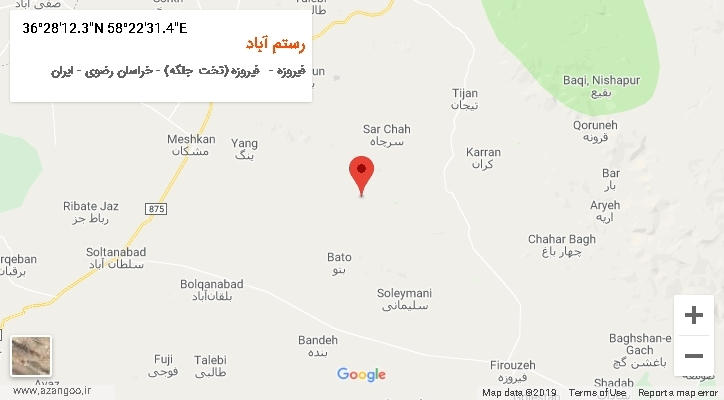 روستای رستم آباد بر روی نقشه